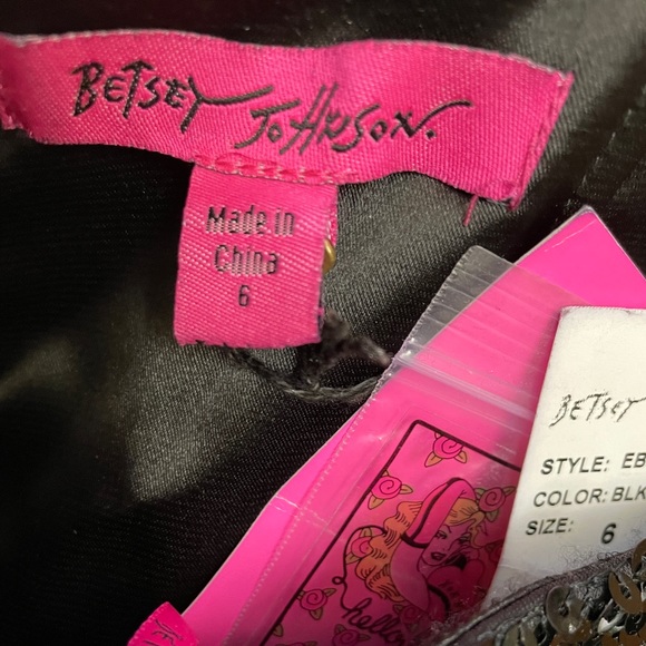 Betsey Johnson Black Sequin Dress Size 6 Fits Size 4 Strapless or with Straps - Picture 10 of 16